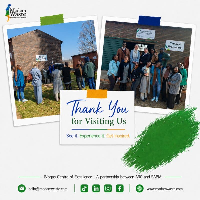 Visitors touring the Madam Waste biogas and compost processing demonstration site